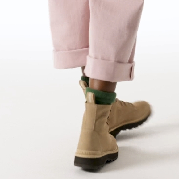 Sorel Hi-Line Lace Rock Style Beige Tan Waterproof Combat Boot